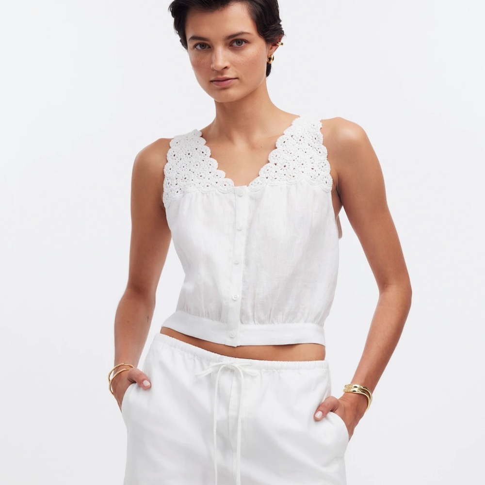Madewell Embroidered V-Neck Bubble Top